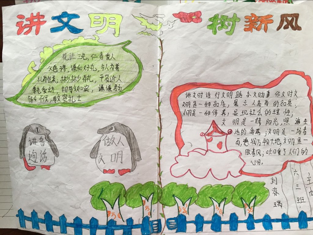【翟镇一中】"做文明人"手抄报